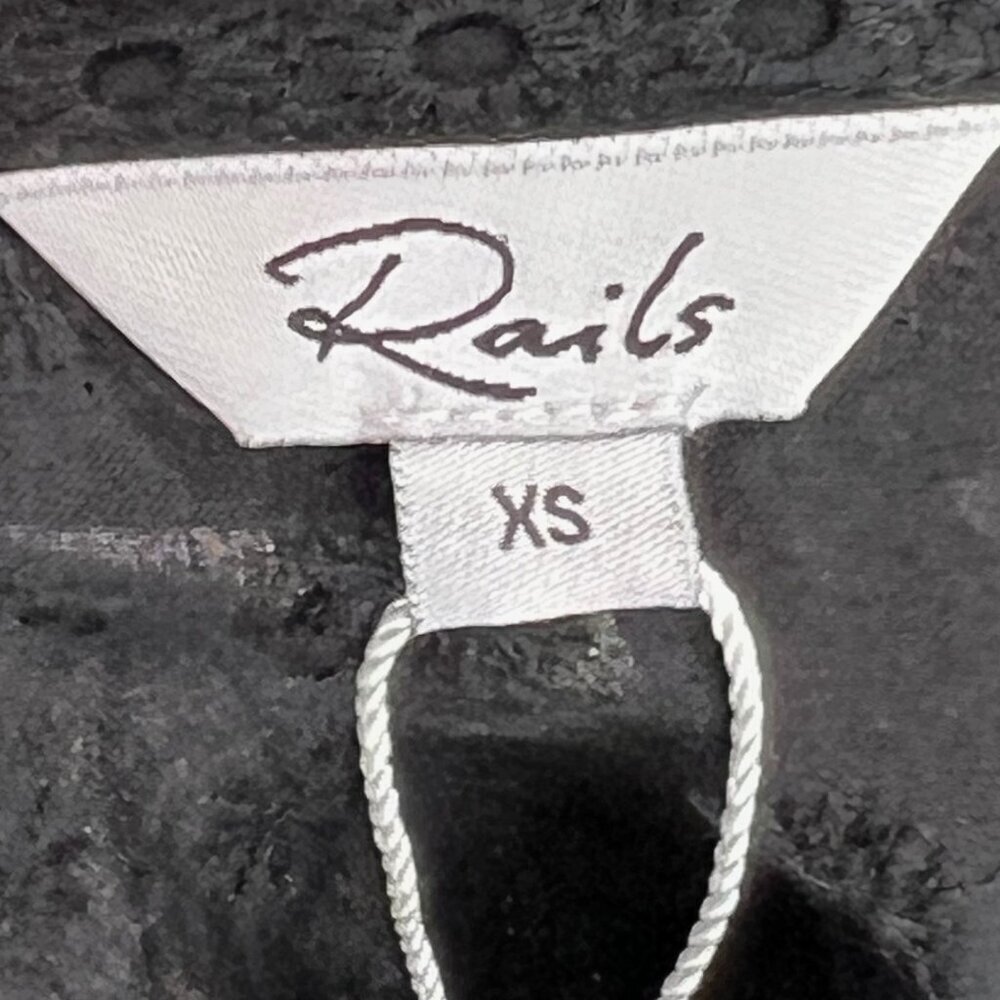 RAILS Yuri Shirt Black Eyelet Mix Button Down Black Top‎ XS Petite Summer - Picture 8 of 13